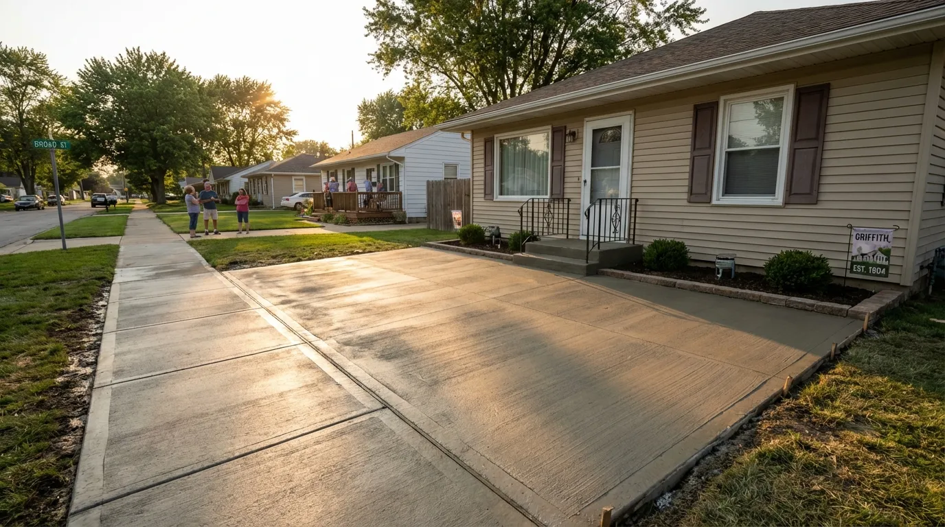 Concrete driveway and patio project in Griffith, Indiana by Hoosier Concrete Construction Concrete driveway and patio project in Griffith, Indiana by Hoosier Concrete Construction