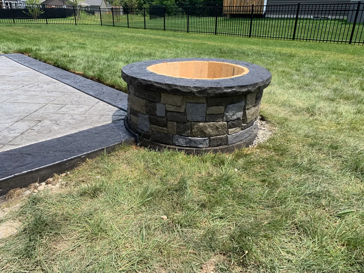Decorative concrete patio complementing a Valparaiso home near the university Decorative concrete patio complementing a Valparaiso home near the university