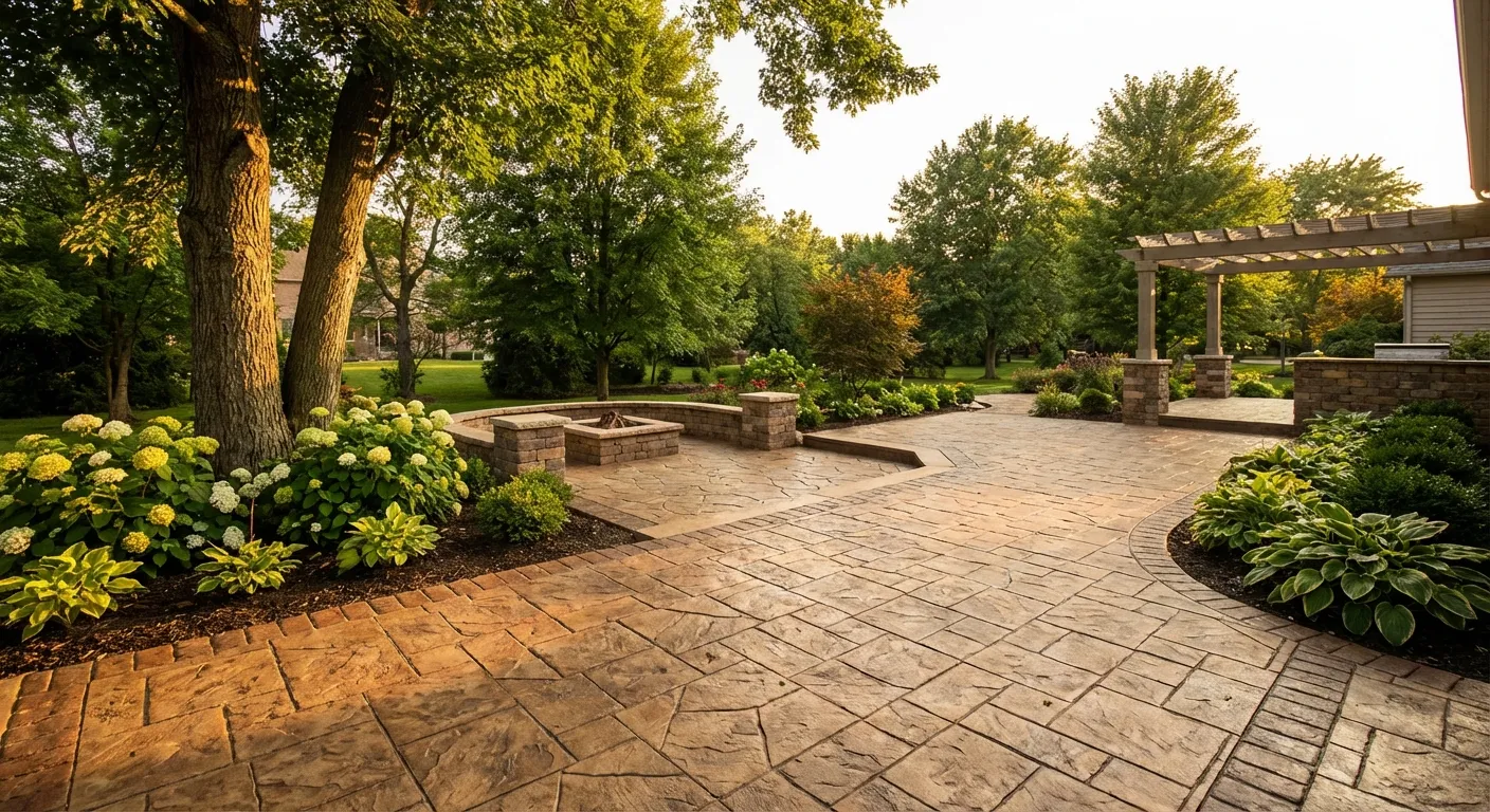 Hoosier Concrete Final Stamped concrete patio in Northwest Indiana by Hoosier Concrete Construction